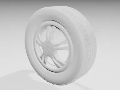 Car Rim and Tire Low-poly 3D model