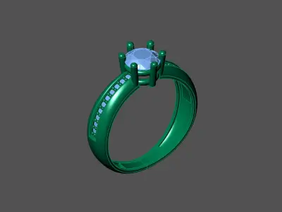 Womens Rings With Stone Ring Ready STL 3DM Models Rings women 3D print model 18