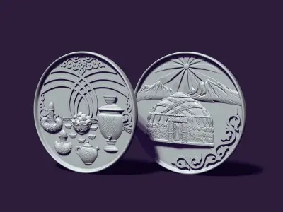 Kazakh yurt and dastarkhan panels 3D print model