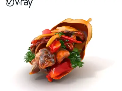 Juicy Dner Kebab Wrap D model pack Low-poly 3D model