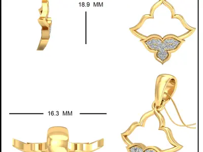 Solitaire Women Pendant 3dm STL OBJ FBX Renders Details 3D print model 82