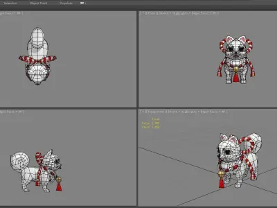 Cartoon white dog Low-poly 3D model