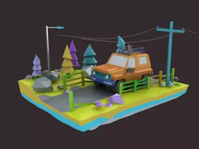 Cartoon Car collection toon vehicle  sport classic ambulance  3D model