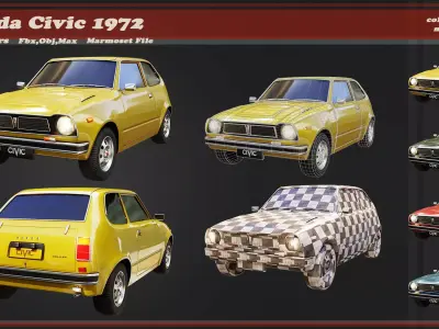 Honda Civic 1972 Low-poly 3D model