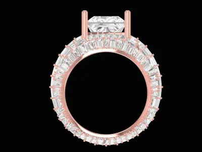4914 New Ring Luxury Diamond Baguette Unisex Ring 3D print model