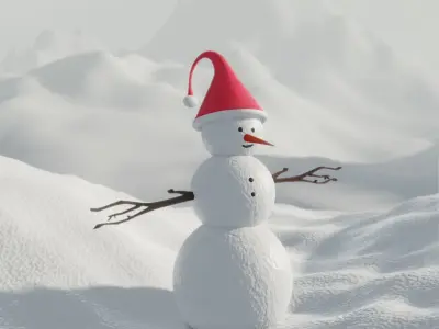 SNOWMAN wearing santa hat Free 3D model