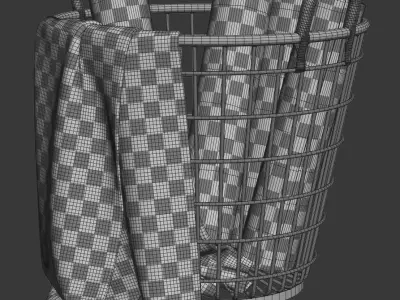 RH Schoolhouse wire basket with towels  3D model
