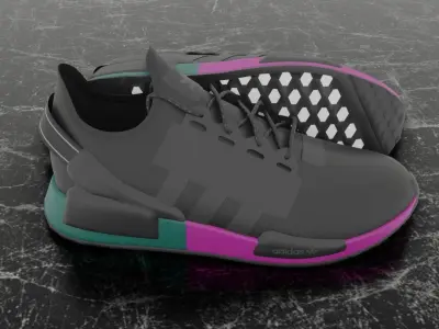 ADIDAS 3D SHOES - PINK - GREEN Low-poly 3D model
