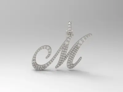Initial Letter M Necklace Pendant Alphabet Pendant 3D print model
