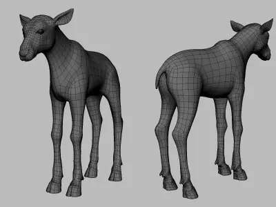 Baby Wildebeest Low-poly 3D model