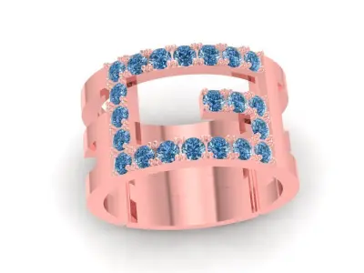 Luxury Initial G Men Ring Jewelry 898 3D print model