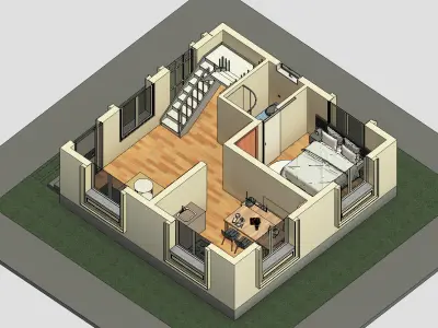 One bedroom classic House model  3D model