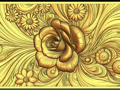 20 Rose CNC Relief Model 3D print model
