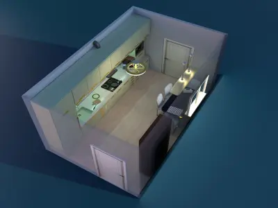 Kitchen with props 3D model