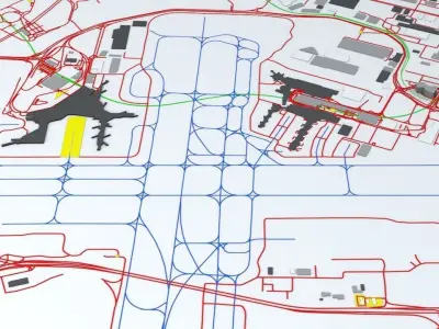 Sydney Kingsford Smith SYD Airport Roads Buildings Public Trans 3D model