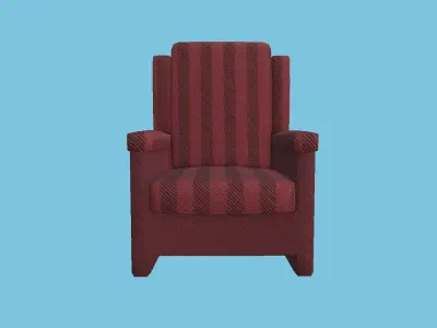 Red Stripes Armchair - Furniture Interior Design Free low-poly 3D model