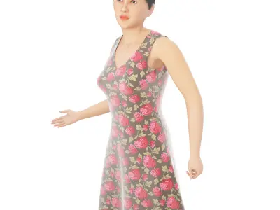 Women real cloth simulation conversation loop animated number 3 3D model