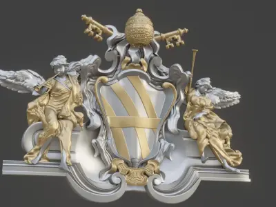 Pediment of Travi fountain 3D model