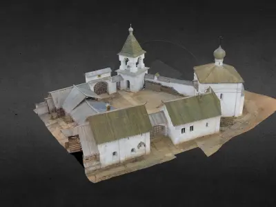 Moscow of the 16th century architecture low poly Low-poly 3D model