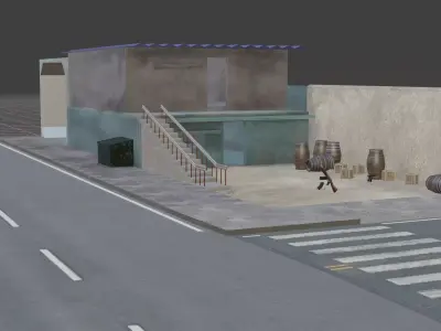 Game low poly obj car street Low-poly 3D model