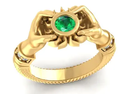 Chinese Dragon Emerald Ring Men Jewelry  2202 3D print model
