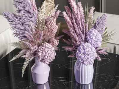 Flower Set 019 purple pampas 3D model