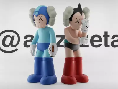 Kaws Astroboy x Megaman Textured Low-poly 3D model