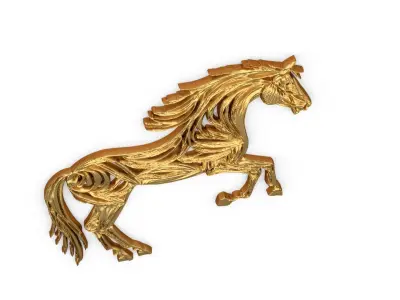 decor set wall panel horse relief mural CNC 09 3D print model