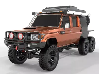 Land Cruiser 79 Pick-Up Double Cab 2018 6x6 Edition 3D model