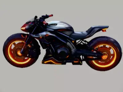 Futuristic Hover Bike 3D Model Sci-Fi Vehicle Game-Ready Low-poly 3D model