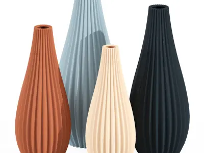Matte vase with wavy buds 3D model