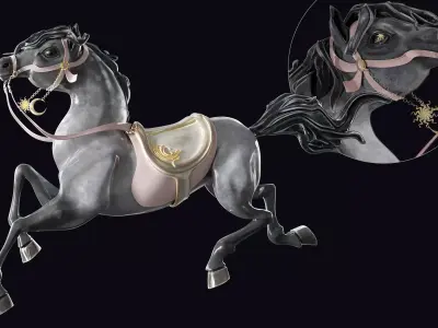 Carousel Horse Sculpture model grey 3D model