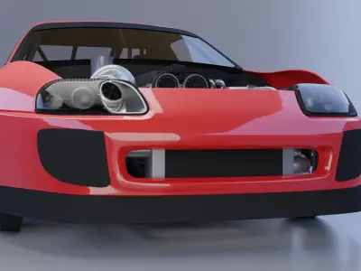 Toyota Supra Drag Racing Car Low-poly 3D model