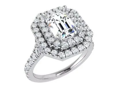 Emerald Halo Ring 3908 3D print model