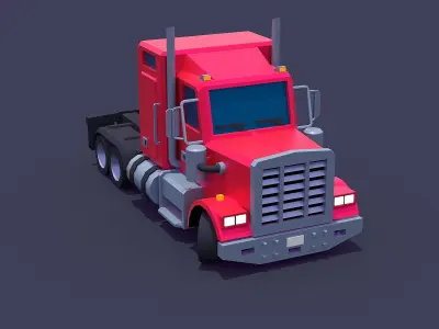 Truck long nose Low-poly 3D model
