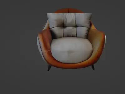Contemporary Luxury Armchair with Velvet and Leather Finish 3D model
