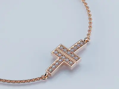 Diamond Double Chain Bracelet T 3D print model