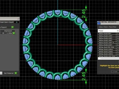 U Shaped Eternity Ring 2 point 3 mm stone size swiss 14 and EU54 3D print model