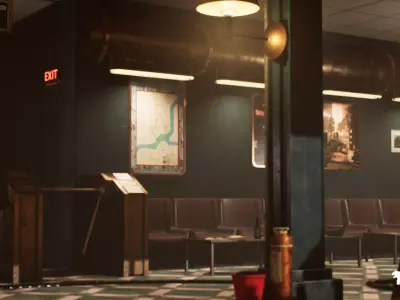 SteamPunk Victorian Metro Station Interior Low-poly 3D model