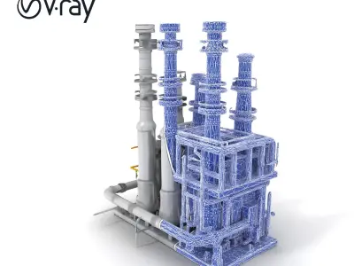 Industrial Refinery Piping System Model Pack Low-poly 3D model