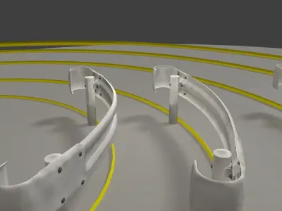 Guardrail - Japanese curved and dirty - low poly Low-poly 3D model