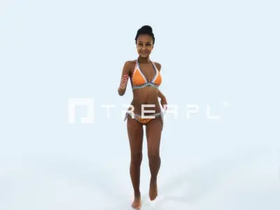 May 05A Running Jogging Beach Sport African American Woman Low-poly 3D model