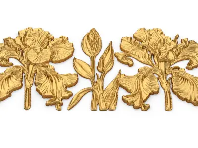 mural classic flowers decor ornament 15 3D model