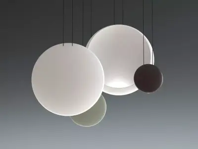 Cosmos pendant light with oval shape hanging from ceiling 3D model