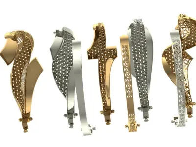 15 layout bracelets with facet on the top 5top and 3 bottem 3D print model