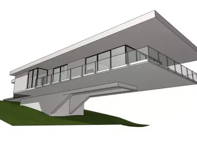 Modern Cantilever House Minimalist Elevated Villa 3D model