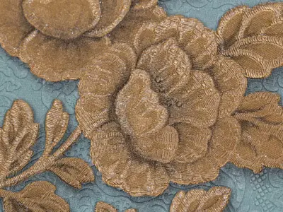 Teal   Antique Gold Bouquet Wallpaper  Texture
