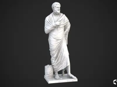 Sophocles Antique Statue - White Marble Low-poly 3D model