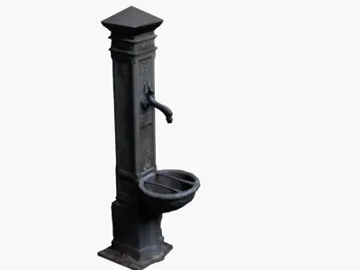 Photo-Scanned German Fountain Low-poly 3D model