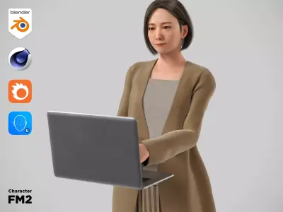 Modular Character - Asian Business Woman - FM2 Low-poly 3D model